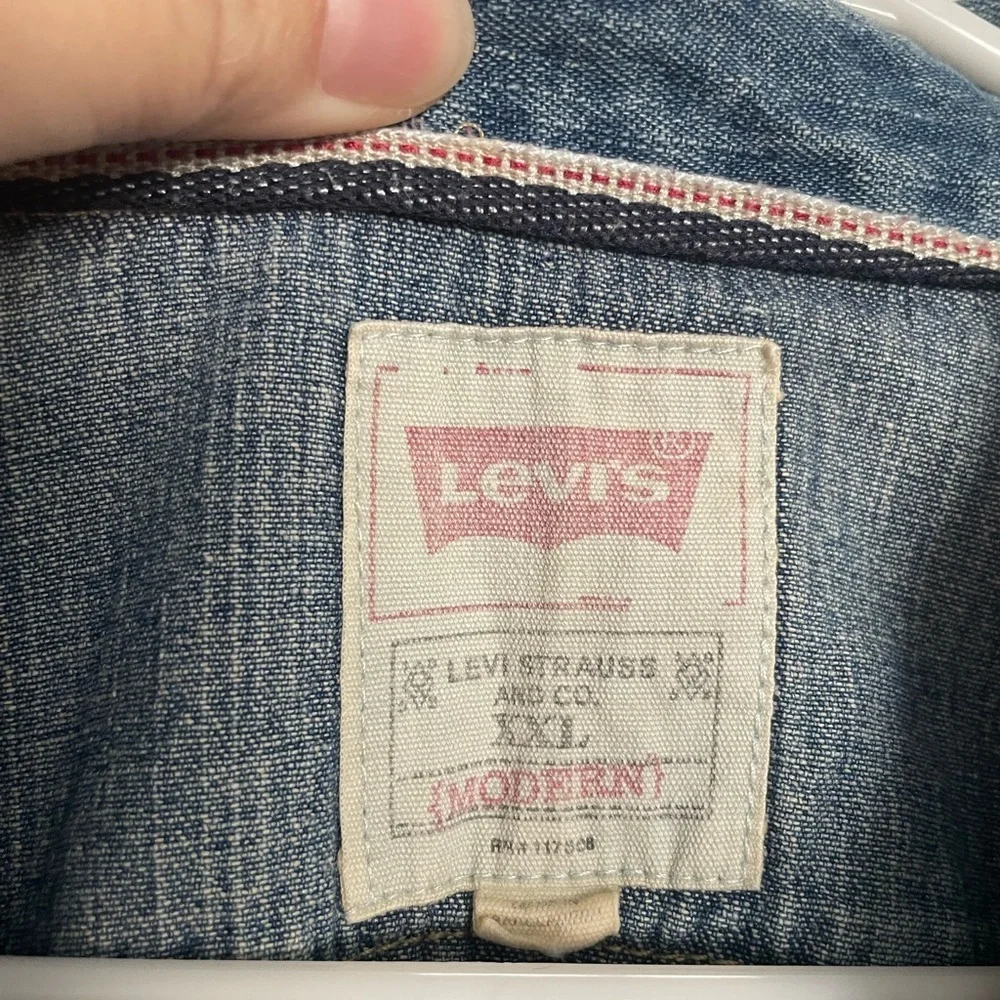 Vintage Levi's Blue Denim Casual Button Down Shirt Size XXL 100% Cotton